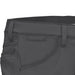 Close-up of dark gray pants with a belt on a white background