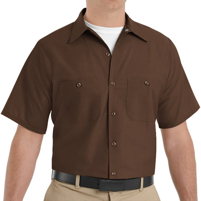 Red Kap® Men's Short Sleeve Industrial Work Shirt - Chocolate Brown - SP24