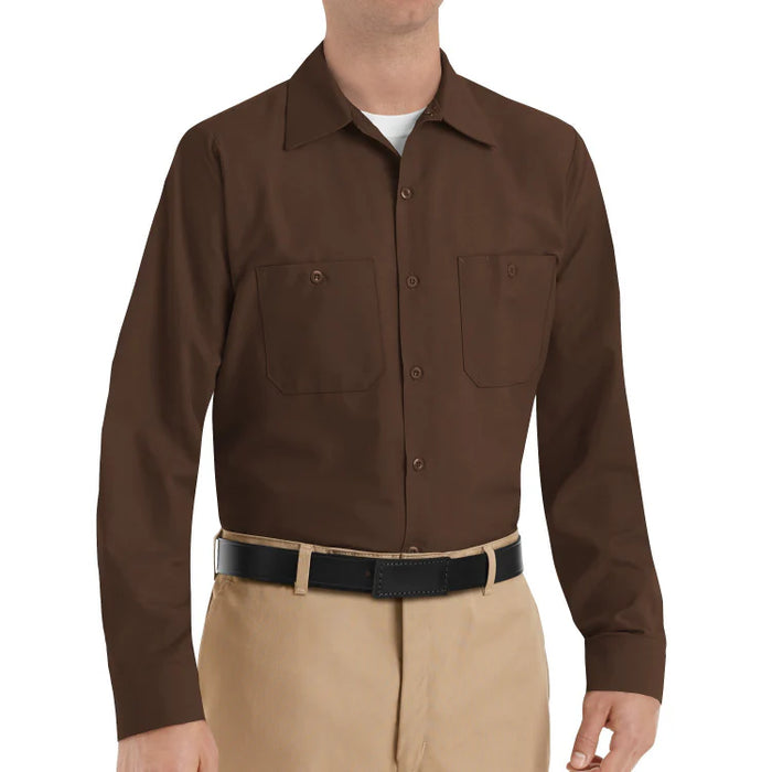 Red Kap® Men's Long Sleeve Industrial Work Shirt - Chocolate Brown - SP14