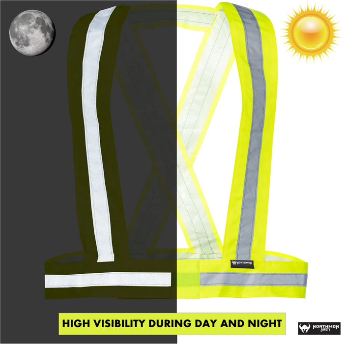 Hi Vis Yellow Safety Strap Belt - 1" Reflective Silver Tape