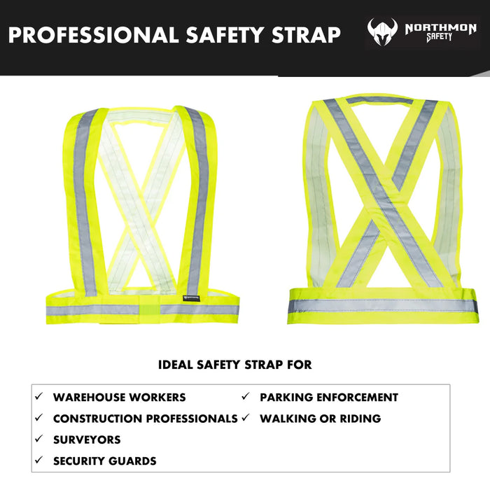 Hi Vis Yellow Safety Strap Belt - 1" Reflective Silver Tape