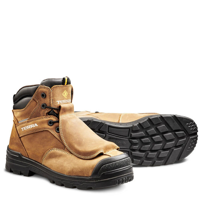 Terra® Men's Barricade 6" Composite Toe Safety Work Boot with External Met Guard - Brown - 3057BN