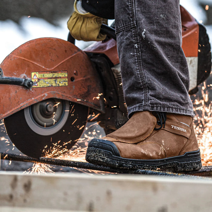 Terra® Men's Barricade 6" Composite Toe Safety Work Boot with External Met Guard - Brown - 3057BN
