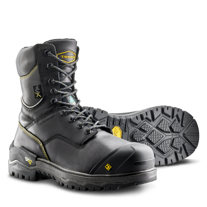 Terra® Men's Gantry 8" Waterproof Nano Composite Toe Safety Work Boot with Internal Met Guard - Black - 839CBK