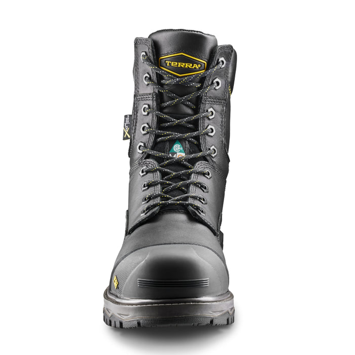 Terra® Men's Gantry 8" Waterproof Nano Composite Toe Safety Work Boot with Internal Met Guard - Black - 839CBK