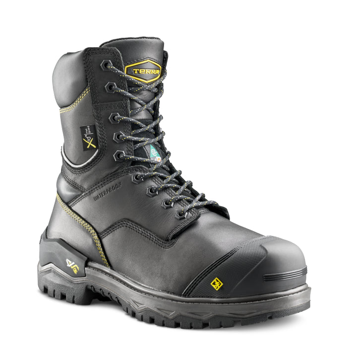 Terra® Men's Gantry 8" Waterproof Nano Composite Toe Safety Work Boot with Internal Met Guard - Black - 839CBK