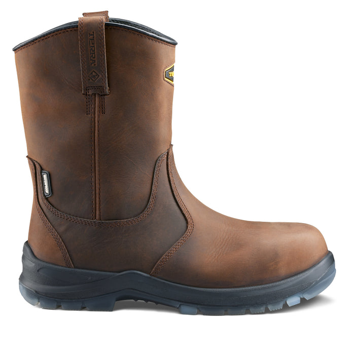 Terra® Men's Murphy Wellington Waterproof Composite Toe Pull-On Safety Work Boot - Dark Brown - 1283DB