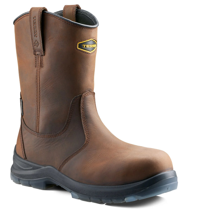 Terra® Men's Murphy Wellington Waterproof Composite Toe Pull-On Safety Work Boot - Dark Brown - 1283DB