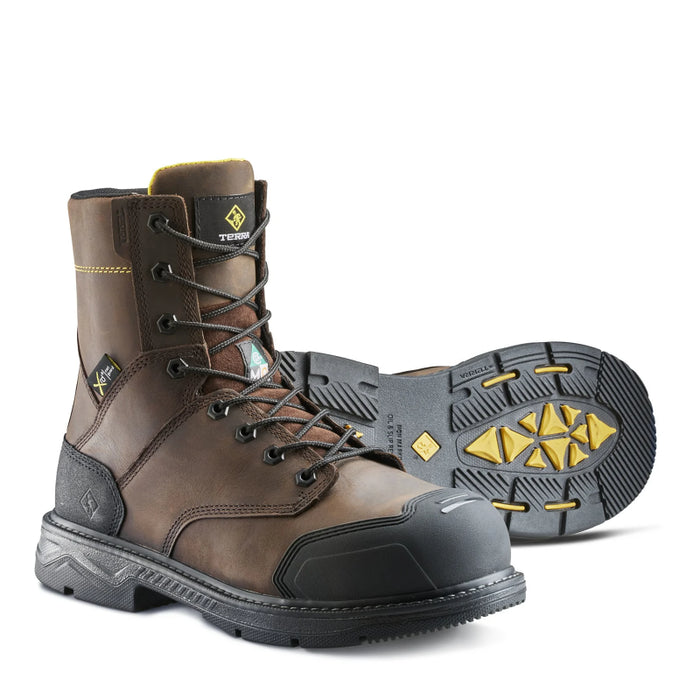 Terra® Men's Patton 8" Aluminum Toe Safety Work Boot with Internal Met Guard - Dark Brown - 839KDB