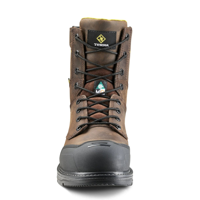 Terra® Men's Patton 8" Aluminum Toe Safety Work Boot with Internal Met Guard - Dark Brown - 839KDB