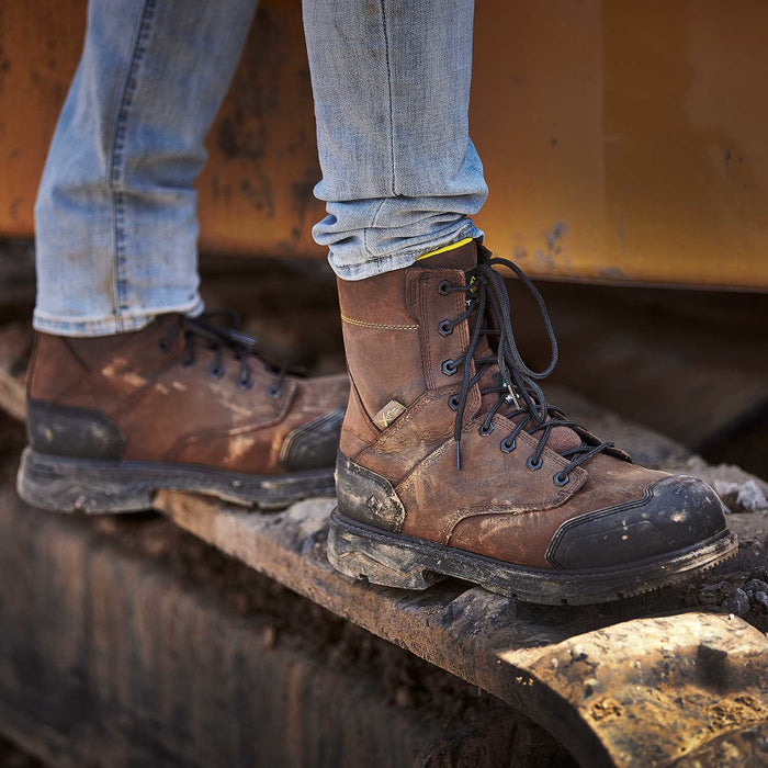 Terra® Men's Patton 8" Aluminum Toe Safety Work Boot with Internal Met Guard - Dark Brown - 839KDB