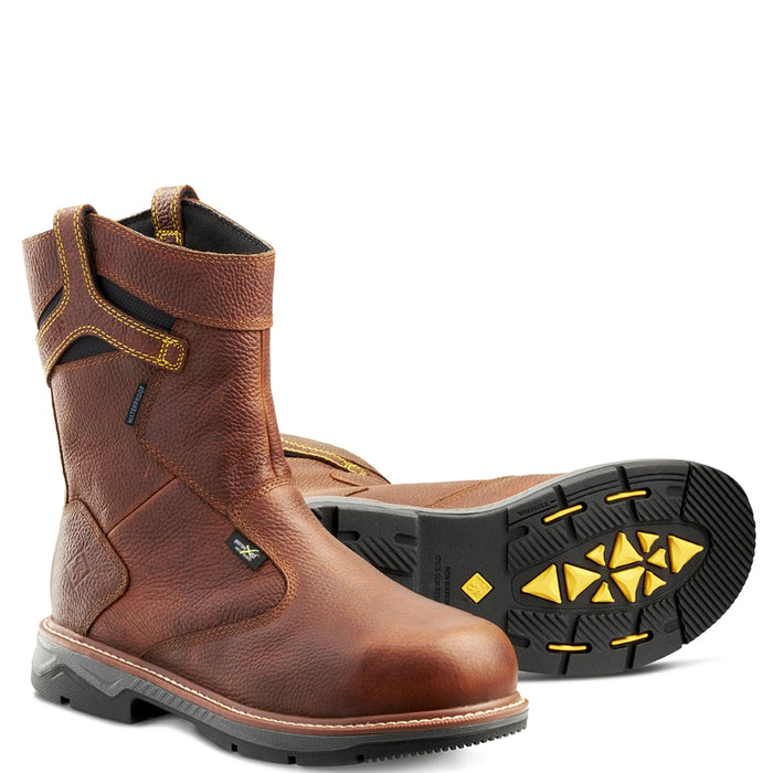 Terra® Men's Patton Wellington Waterproof Aluminum Toe Pull-On Safety Work Boot with Internal Met Guard - Brown - 4TCCBN