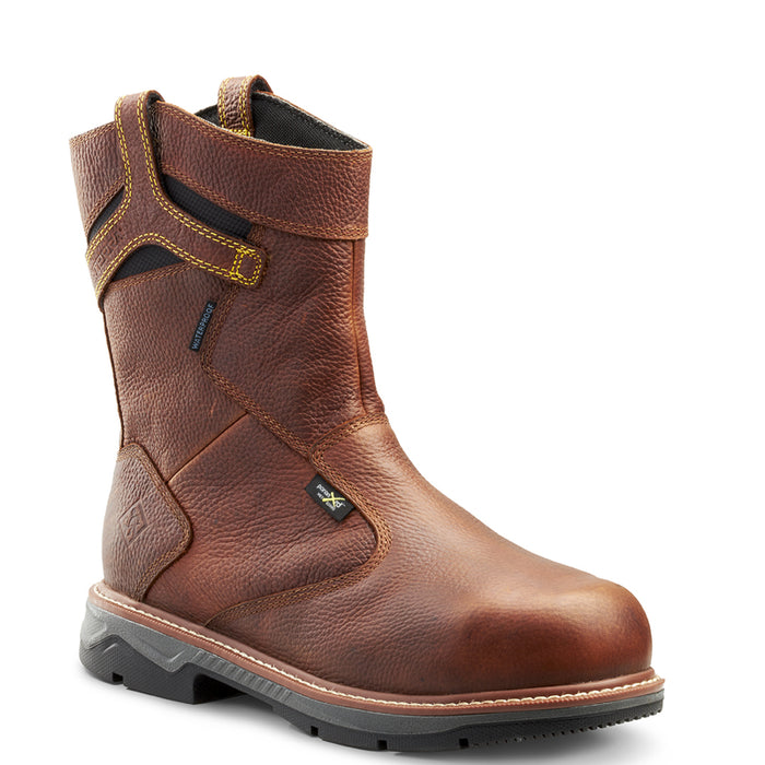 Terra® Men's Patton Wellington Waterproof Aluminum Toe Pull-On Safety Work Boot with Internal Met Guard - Brown - 4TCCBN