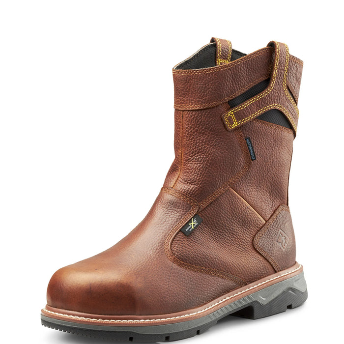 Terra® Men's Patton Wellington Waterproof Aluminum Toe Pull-On Safety Work Boot with Internal Met Guard - Brown - 4TCCBN