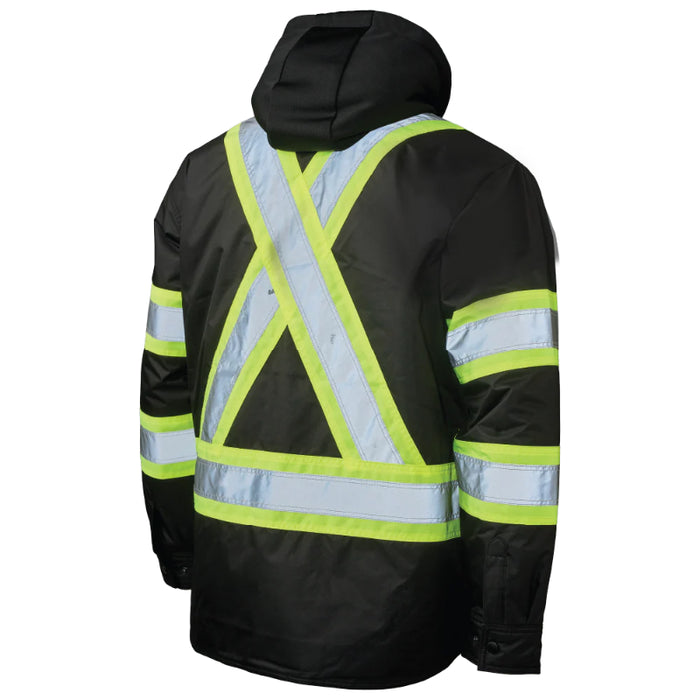 Tough Duck® Quilt-Lined Hooded Hi Vis Safety Jac-Shirt - SJ51