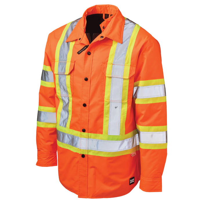 Tough Duck® Quilt-Lined Hooded Hi Vis Safety Jac-Shirt - SJ51