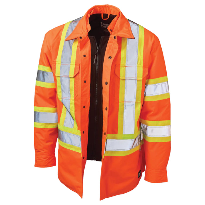 Tough Duck® Quilt-Lined Hooded Hi Vis Safety Jac-Shirt - SJ51