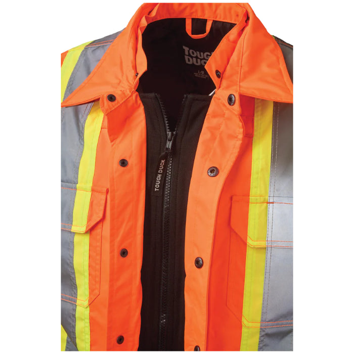 Tough Duck® Quilt-Lined Hooded Hi Vis Safety Jac-Shirt - SJ51