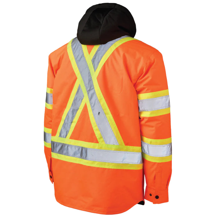 Tough Duck® Quilt-Lined Hooded Hi Vis Safety Jac-Shirt - SJ51
