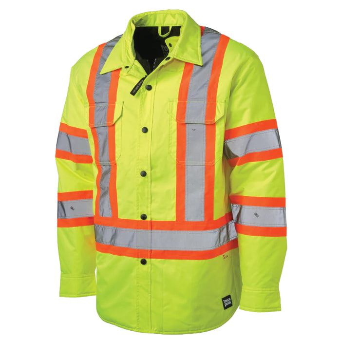 Tough Duck® Quilt-Lined Hooded Hi Vis Safety Jac-Shirt - SJ51