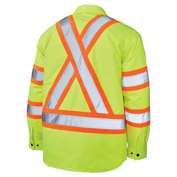 Tough Duck® Quilt-Lined Hooded Hi Vis Safety Jac-Shirt - SJ51