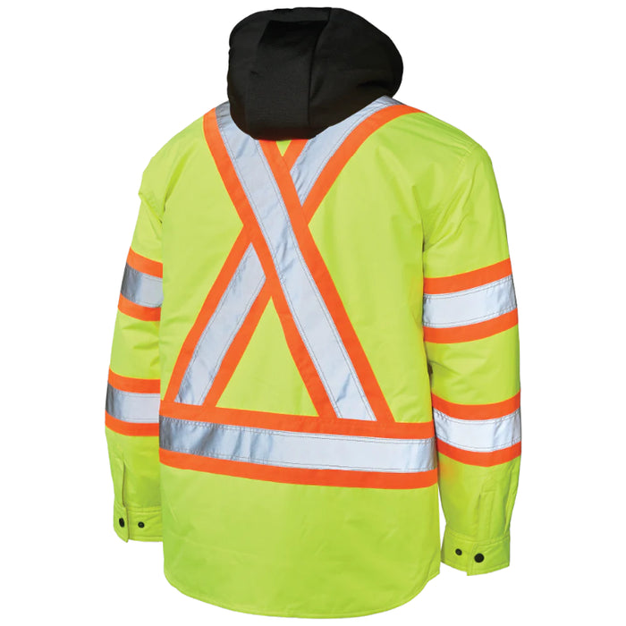 Tough Duck® Quilt-Lined Hooded Hi Vis Safety Jac-Shirt - SJ51