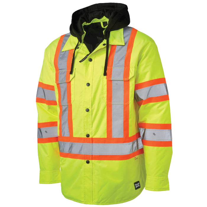 Tough Duck® Quilt-Lined Hooded Hi Vis Safety Jac-Shirt - SJ51