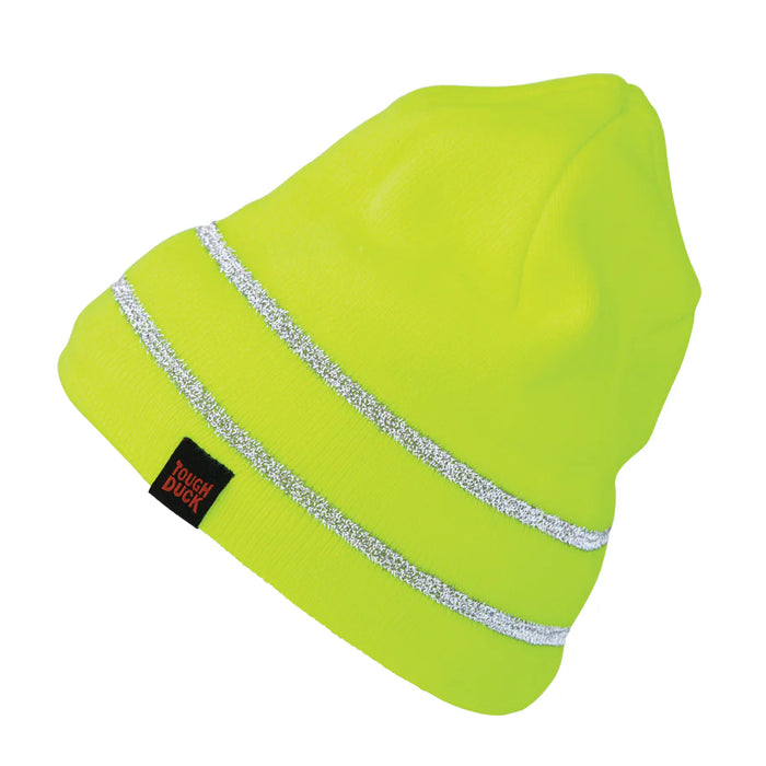 Tough Duck Hi-Vis Acrylic Knit Cap with Reflective Stripe - i458