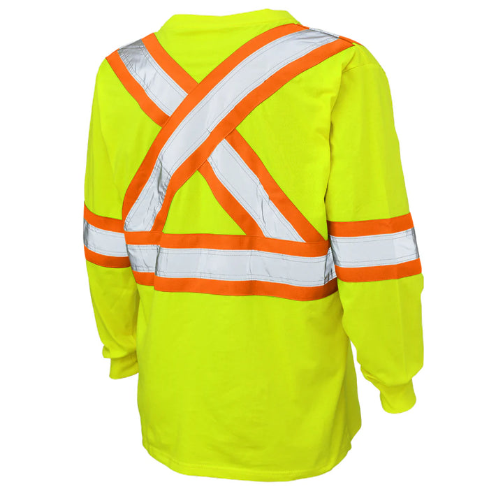 Tough Duck Hi-Vis Cotton Jersey ANSI Class 1 Long Sleeve Safety T-Shirt - ST21