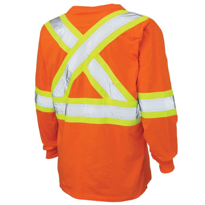 Tough Duck Hi-Vis Cotton Jersey ANSI Class 1 Long Sleeve Safety T-Shirt - ST21