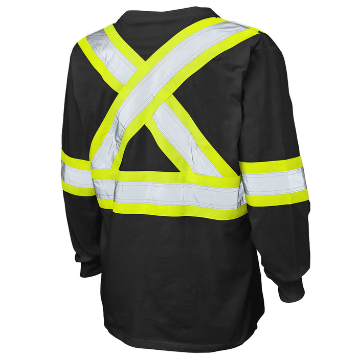 Tough Duck Hi-Vis Cotton Jersey ANSI Class 1 Long Sleeve Safety T-Shirt - ST21