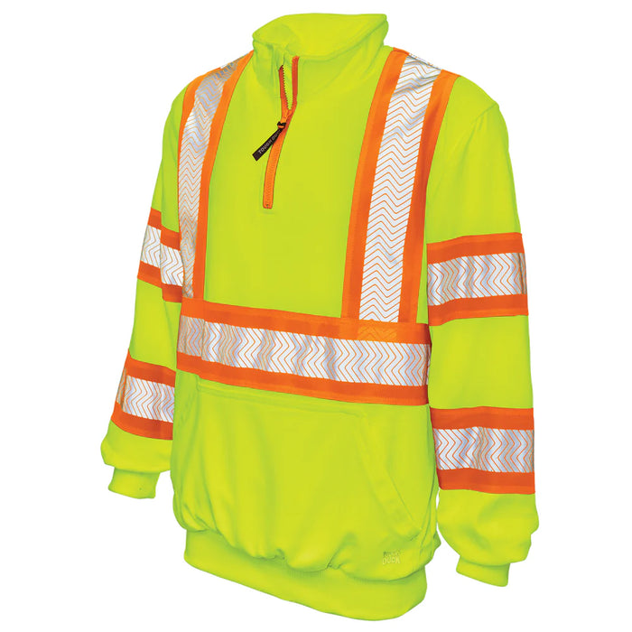 Tough Duck® High Visibility Quarter Zip Safety Pullover - Water Repellant Fleece - SJ19