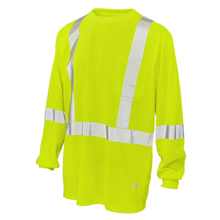 Tough Duck Hi-Vis Polyester Jersey ANSI Class 1 Long Sleeve Safety T-Shirt - ST22