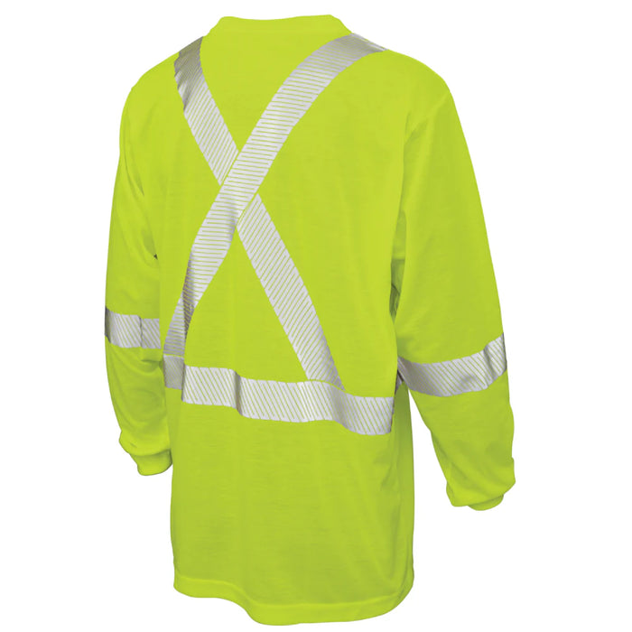 Tough Duck Hi-Vis Polyester Jersey ANSI Class 1 Long Sleeve Safety T-Shirt - ST22