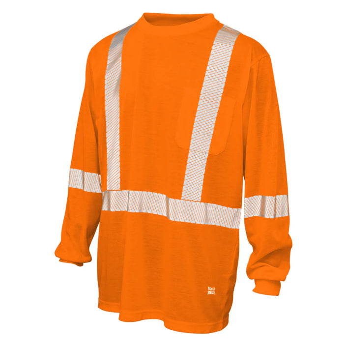 Tough Duck Hi-Vis Polyester Jersey ANSI Class 1 Long Sleeve Safety T-Shirt - ST22