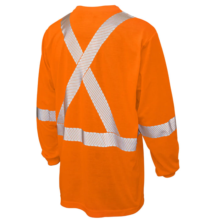 Tough Duck Hi-Vis Polyester Jersey ANSI Class 1 Long Sleeve Safety T-Shirt - ST22