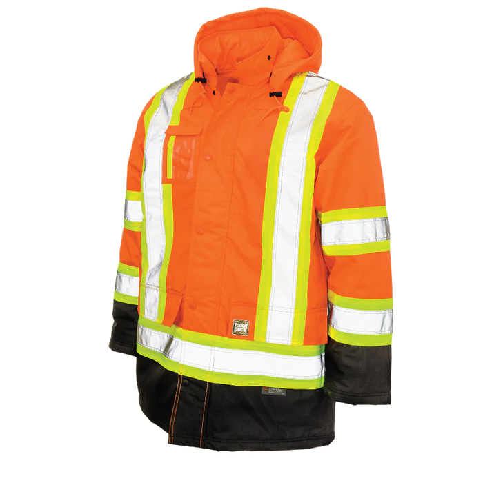 Tough Duck Lined Safety Parka Jacket with Quick Release Hoodie - S176