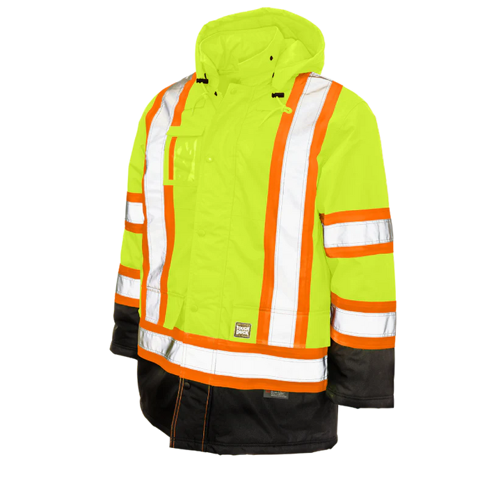 Tough Duck Lined Safety Parka Jacket with Quick Release Hoodie - S176