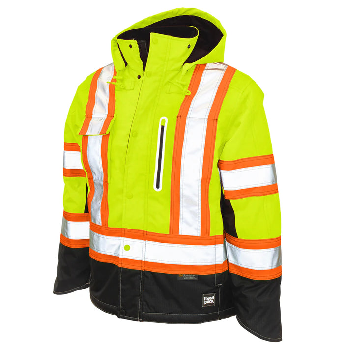 Tough Duck Ripstop Fleece Lined Safety Jacket with Quick Release Hoodie - S245