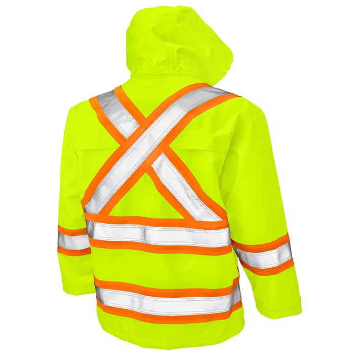 Tough Duck Ripstop Safety Rain Jacket with Quick Release Hoodie - S372