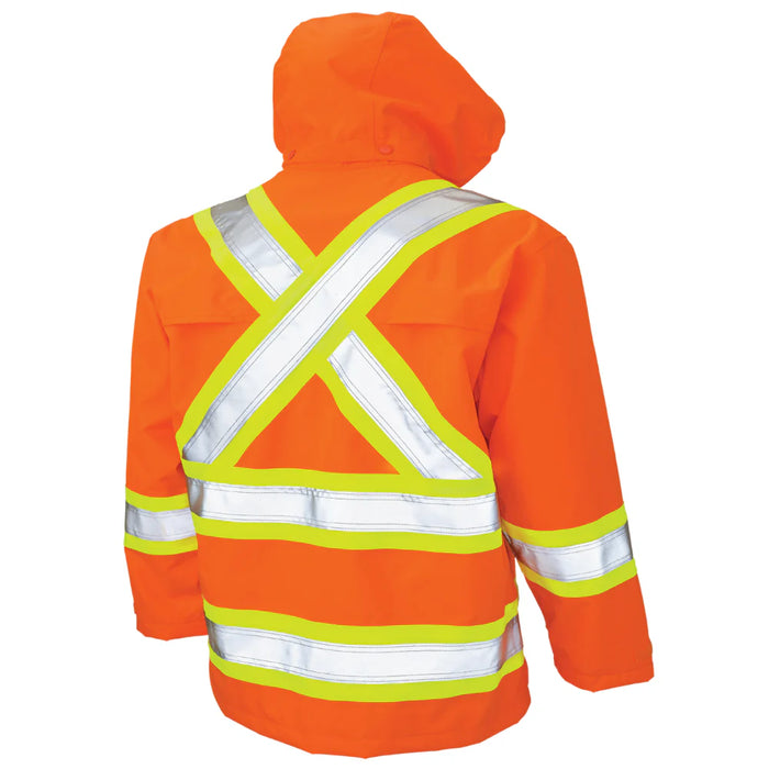 Tough Duck Ripstop Safety Rain Jacket with Quick Release Hoodie - S372