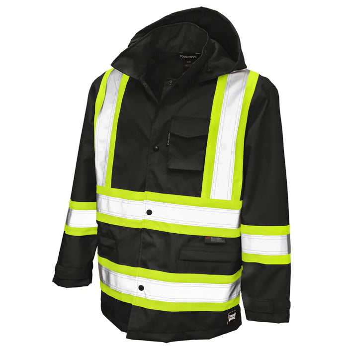 Tough Duck Ripstop Safety Rain Jacket with Quick Release Hoodie - S372