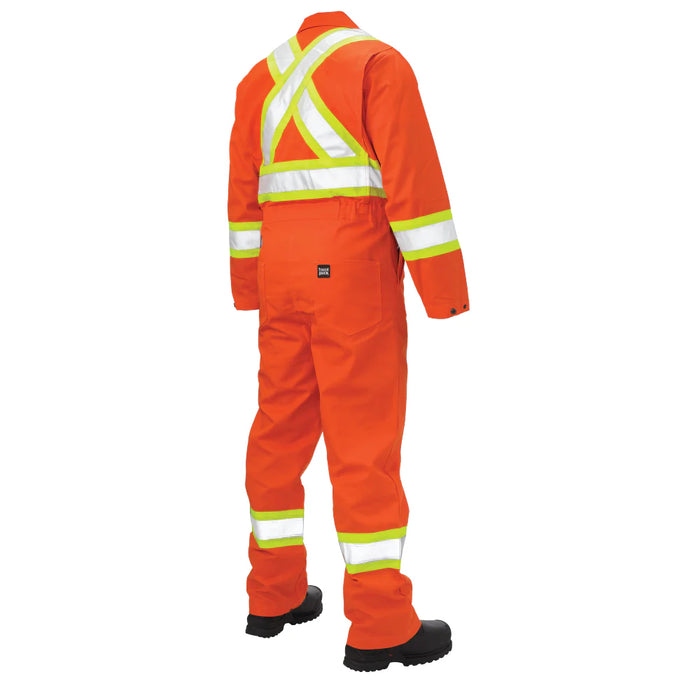 Tough Duck Twill Unlined Hi Vis Safety Coverall with Lay Down Collar - S792