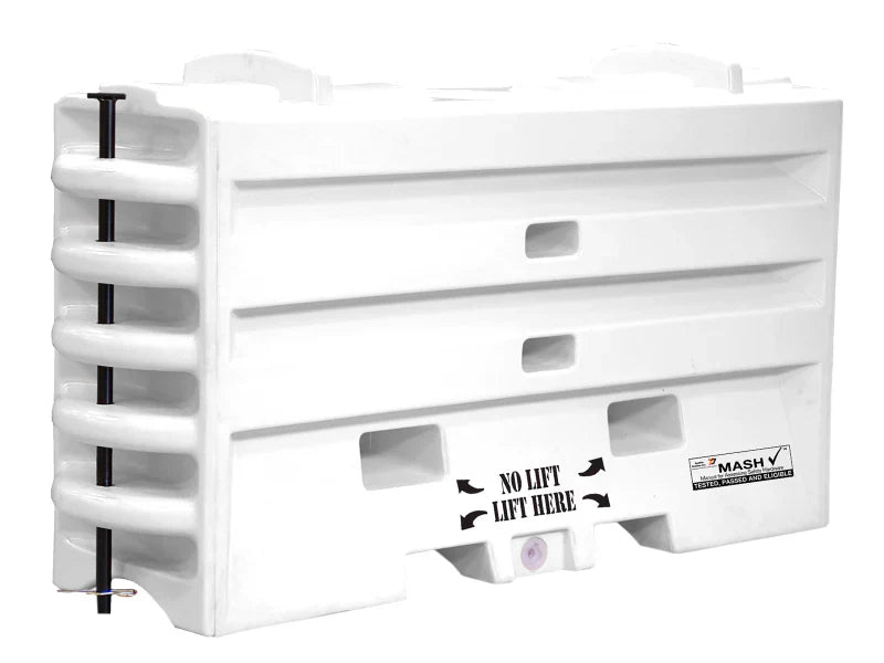 Traffix Devices Sentry Water Cable Barrier - 76" L x 43" H x 22" W - Fill Cap & Drain Plug - White
