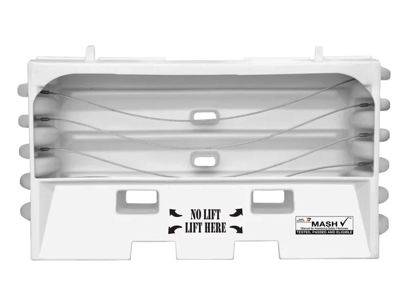 Traffix Devices Sentry Water Cable Barrier - 76" L x 43" H x 22" W - Fill Cap & Drain Plug - White