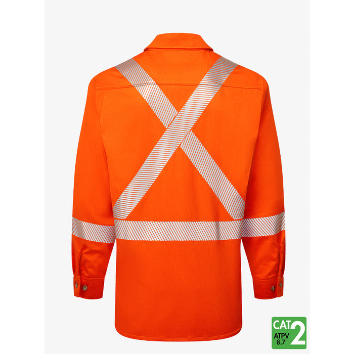 IFR® Deluxe Hi Vis Segmented Striped Work Shirt - CAT 2 - 652