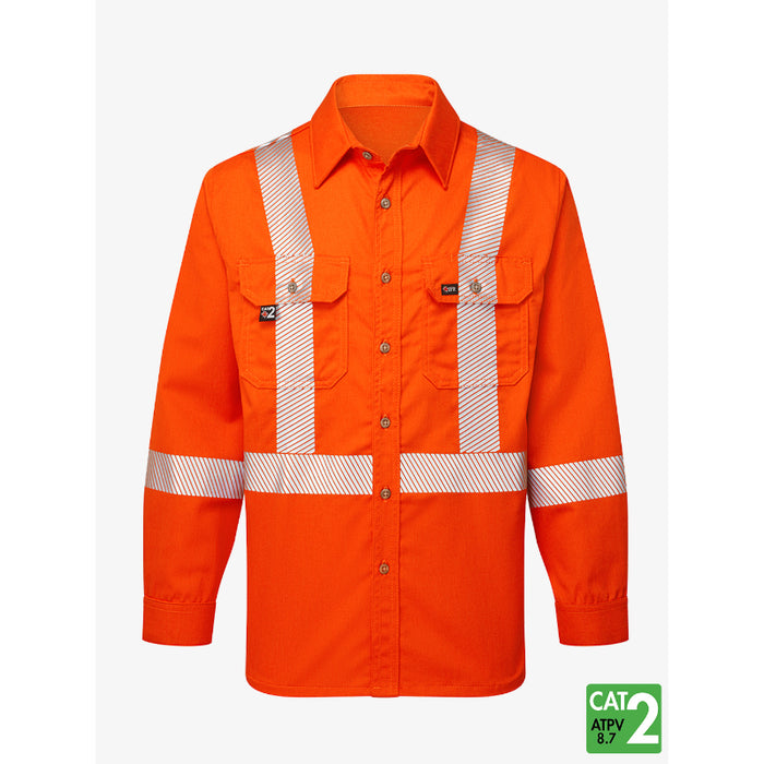 IFR® Deluxe Hi Vis Segmented Striped Work Shirt - CAT 2 - 652