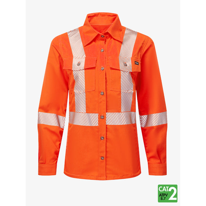 IFR® Women's Hi Vis Segmented Striped Work Shirt - CAT 2 - 471