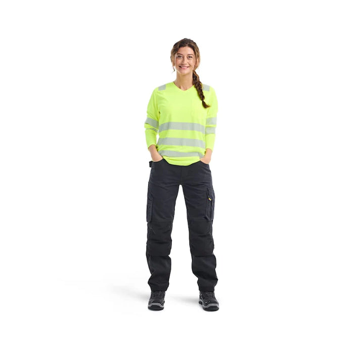 Blaklader® Workwear Women's Hi-Vis V Neck Long Sleeve T-shirt - 3497