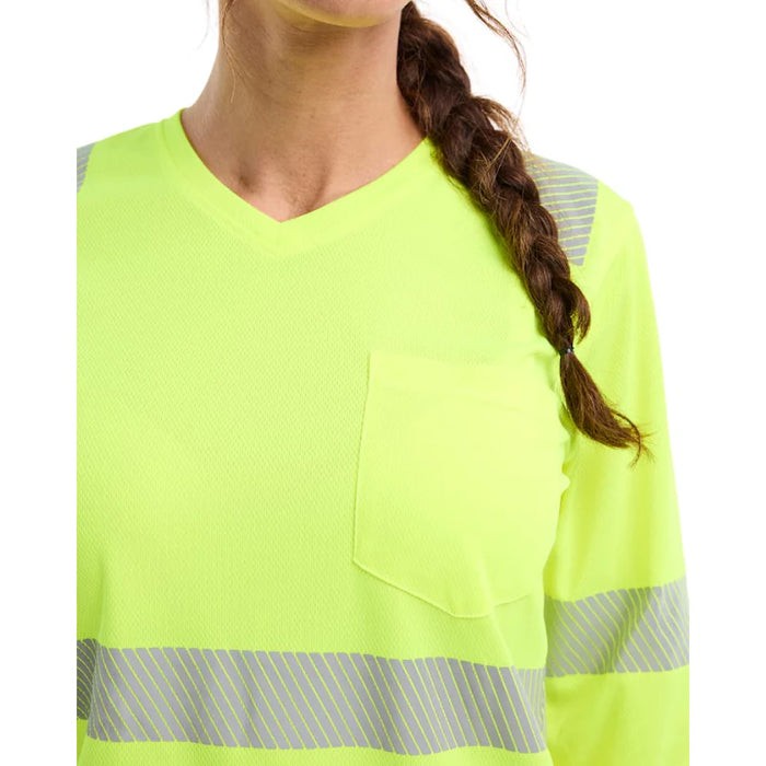 Blaklader® Workwear Women's Hi-Vis V Neck Long Sleeve T-shirt - 3497